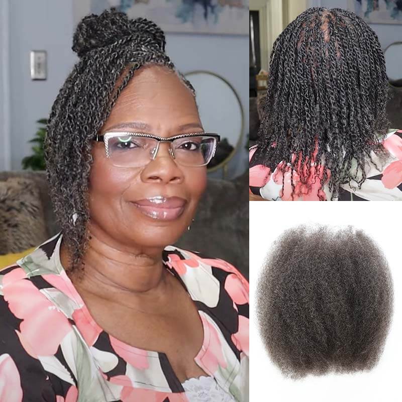 Type 4C Afro Kinky Bulk Braiding Human Hair Extensions For Black Women