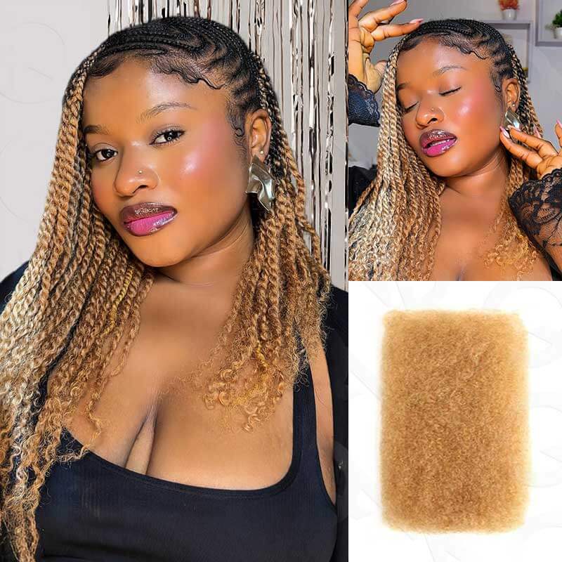 #613 Blonde Color Afro kinky Bulk Human Hair for Braiding & Twists