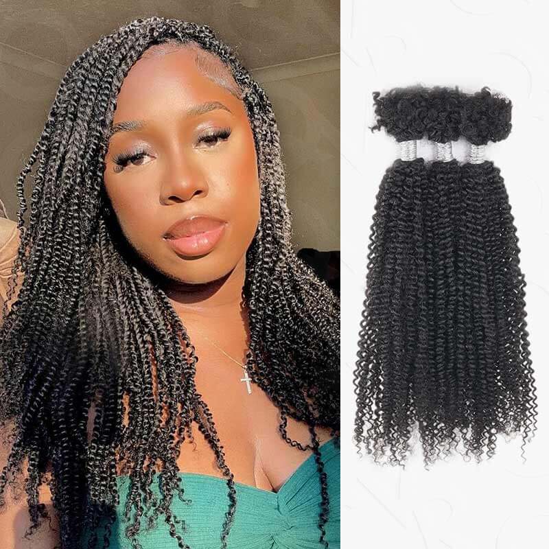QVR Knotless Braids&Twist Human Hair Extensions Natural Black Braiding Hair Beginner Friendly