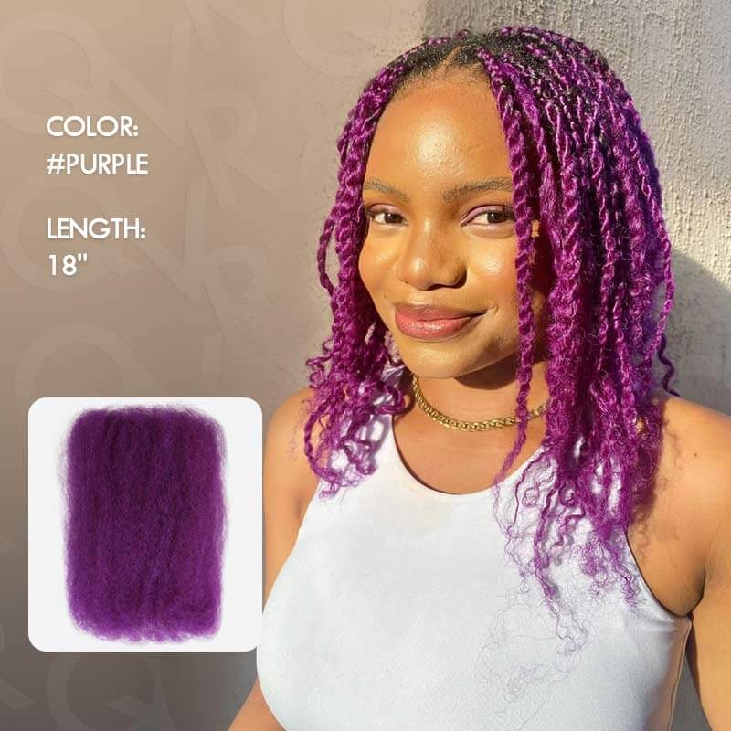 QVR New Purple Color Afro Kinky Bulk Human Hair For Braiding DreadLock