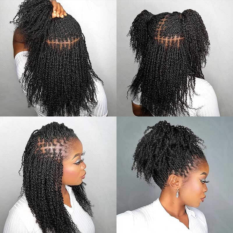 QVR Knotless Braids&Twist Human Hair Extensions Natural Black Braiding Hair Beginner Friendly