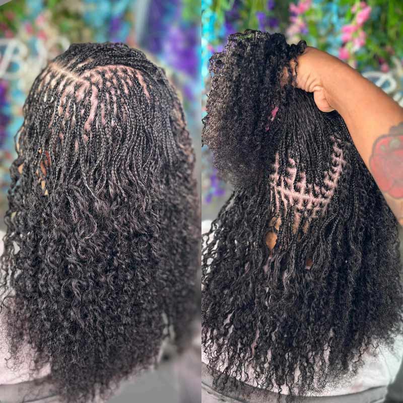 QVR Knotless Braids&Twist Human Hair Extensions Natural Black Braiding Hair Beginner Friendly