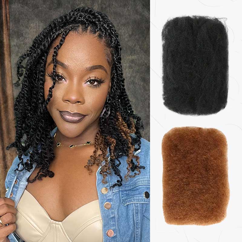 QVR 5 Packs Highlights Color Afro kinky Bulk For Braiding Dreadlock Hair
