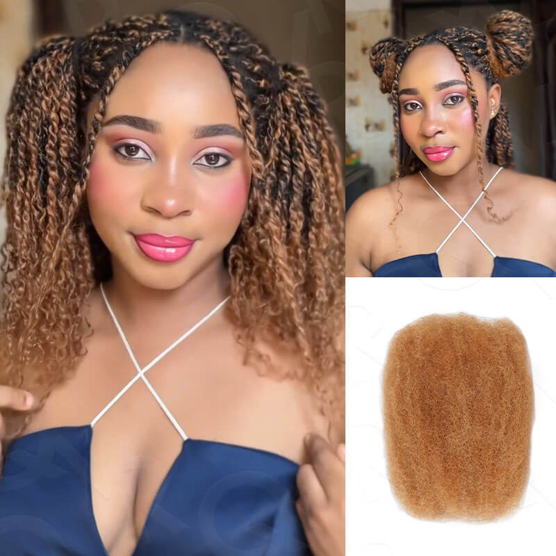 Mixed Color #4/30 Afro Kinky Bulk Highlights #27/30 Human Hair