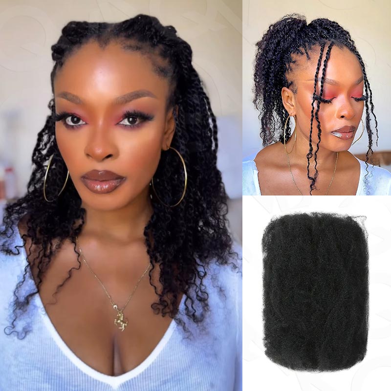Type 4C Afro Kinky Bulk Braiding Human Hair Extensions For Black Women