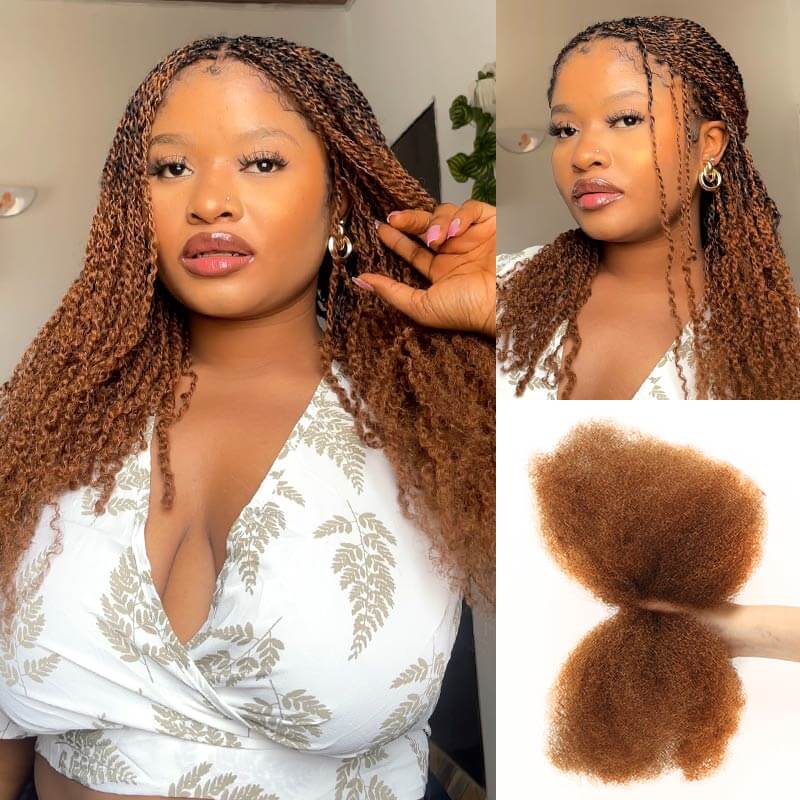 QVR Flawless Mini Twist With Soft Afro kinky Bulk Human Hair For Braiding Dreadlock